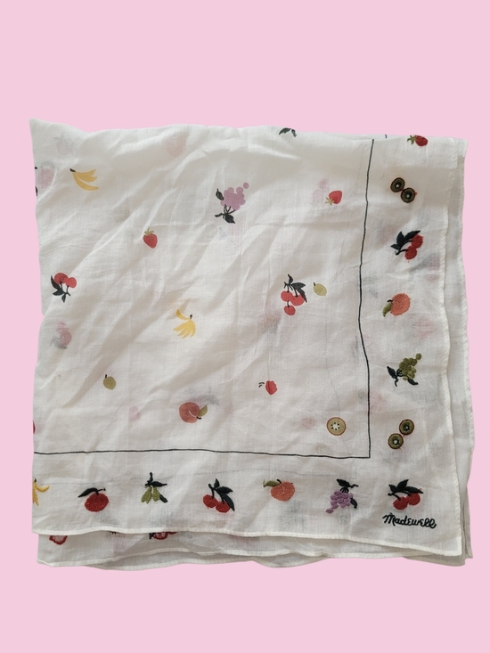 Madewell Accessories - Madewell Embroidered Fresca Fruit Print 100% Cotton Scarf NE407